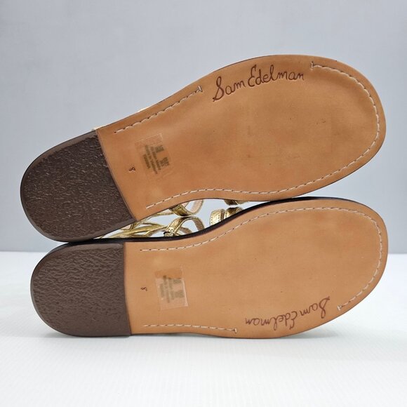 Sam Edelman Tianna Gladiator Sandal Womens 8 Gold Embellished Ankle Strap NEW - Picture 13 of 15